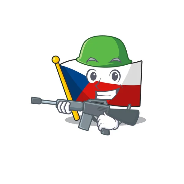 Czechia Ordusu 'nun makineli tüfekli bir karikatür tasarımı. — Stok Vektör