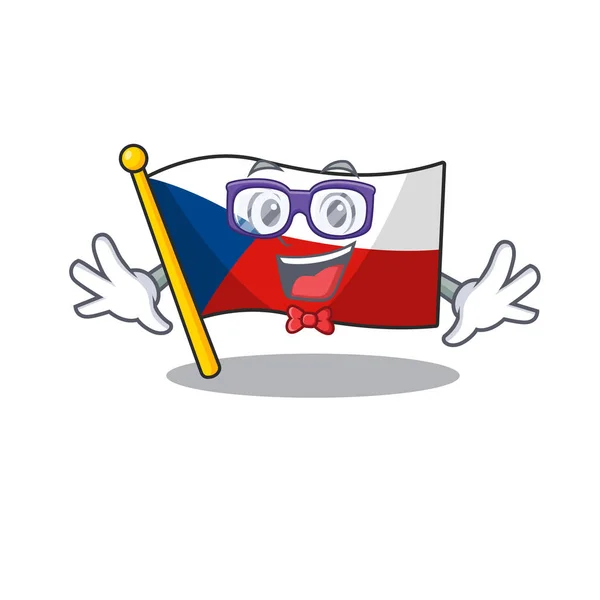 Cartoon character of Geek flag czechia design — 스톡 벡터