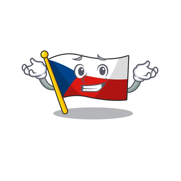 Super Funny Grinning flag czechia mascot cartoon style — Stock Vector