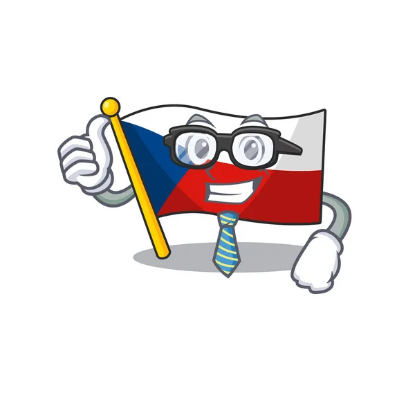 Personaje de dibujos animados de Businessman bandera czechia con gafas — Archivo Imágenes Vectoriales