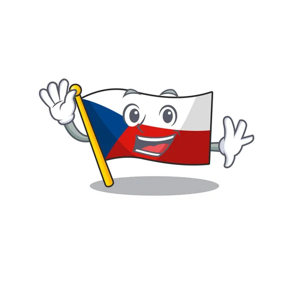 Acenando bandeira amigável design de personagem de desenho animado czechia —  Vetores de Stock