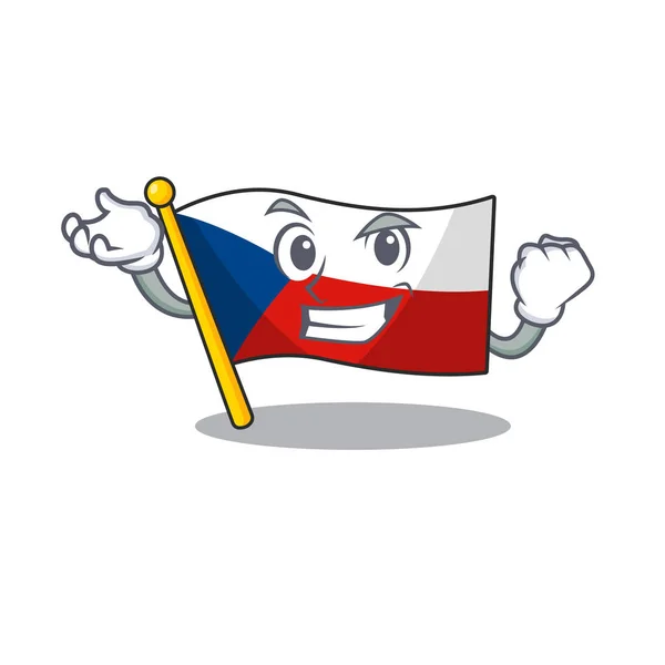 Happy confident Successful flag czechia cartoon character style — Stock Vector