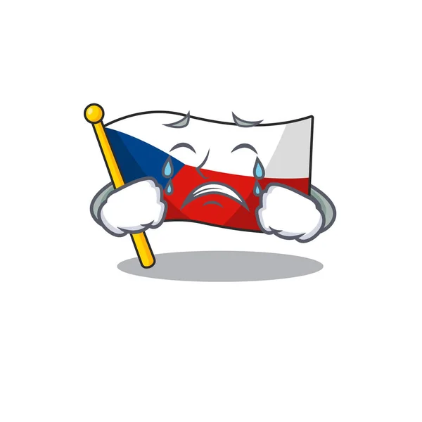 Triste de drapeau style mascotte de czechia dessin animé — Image vectorielle
