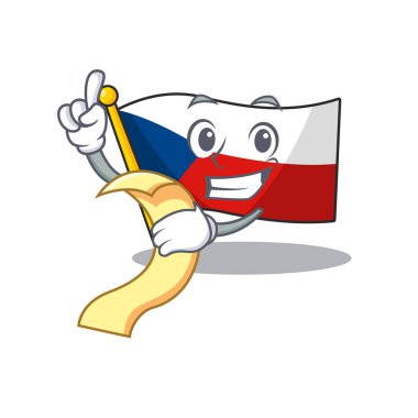 Mönüsü olan komik bir karikatür karakteri.