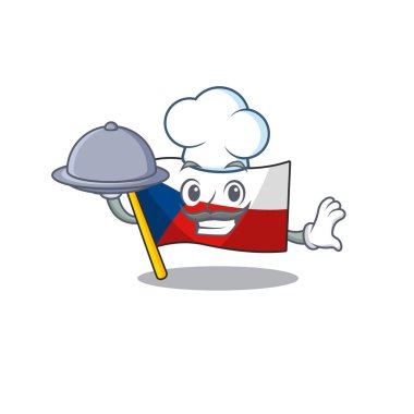 Aşçı olarak bayrağın dizaynı tepside yemek yiyor.