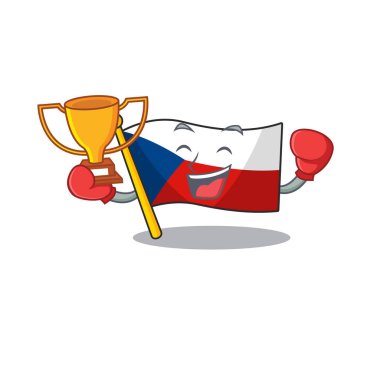 Maskot tarzı Czechia bayrağının muhteşem boks şampiyonu.