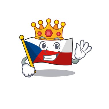 Karikatür maskot stiliyle Kral 'ın fevkalade bir bayrağı.