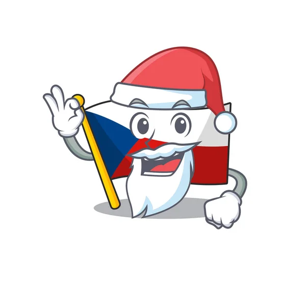 Ein bild von santa flag tschechien maskottchen bild stil mit ok finger — Stockvektor