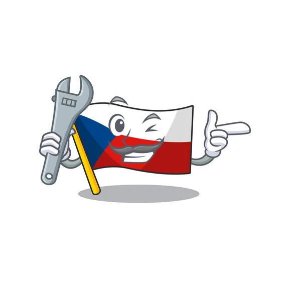Bandeira mecânica inteligente design de personagem de desenho animado czechia —  Vetores de Stock