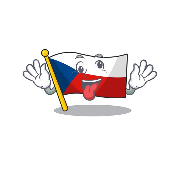 Flag czechia Cartoon character style with a crazy face — Stock Vector