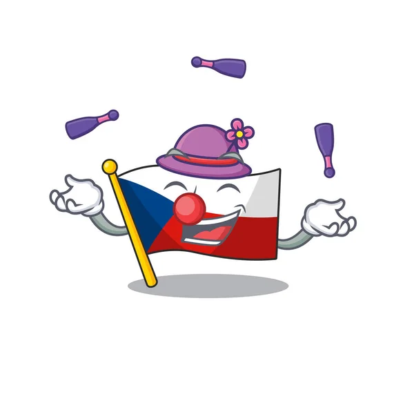 Smart flag czechia cartoon character design playing Juggling — 스톡 벡터