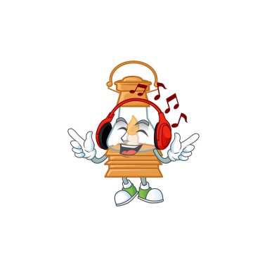 Listening music oil lamp mascot cartoon character design