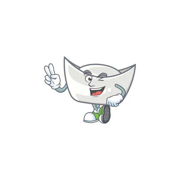 Diseño de la mascota de dibujos animados de lingote de plata china con dos dedos — Vector de stock