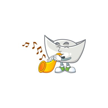 cartoon character style of chinese silver ingot performance with trumpet