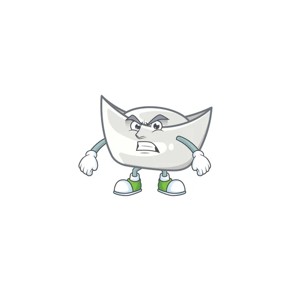 Cartoon character of chinese silver ingot with angry face — ストックベクタ