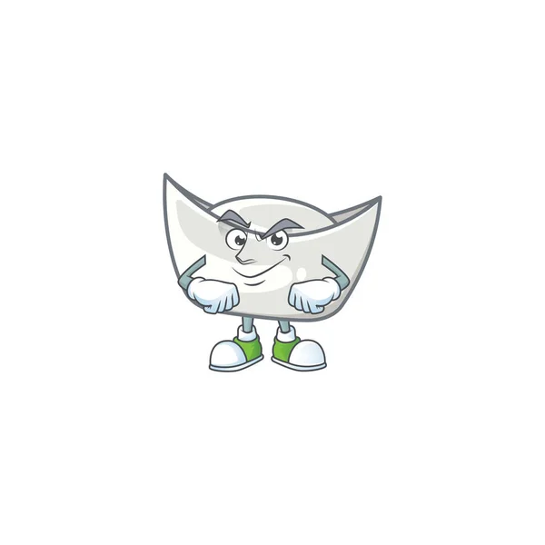 Chino de plata ingote mascota de dibujos animados estilo con cara sonriente — Vector de stock