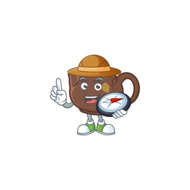 Çaydanlık çizgi filmi stilize Explorer 'ın bir pusulası var