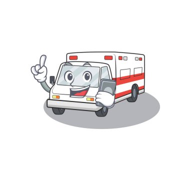 Telefonda konuşan bir ambulansın çizgi film tasarımı.