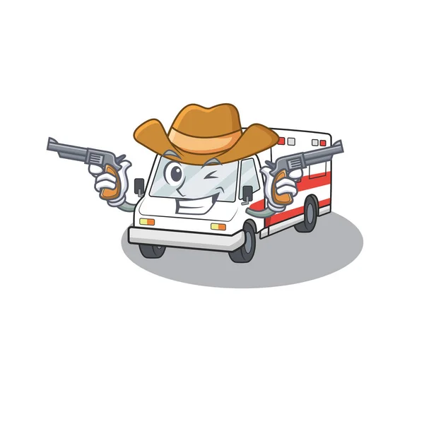 Ambulância vestida de Cowboy com armas — Vetor de Stock