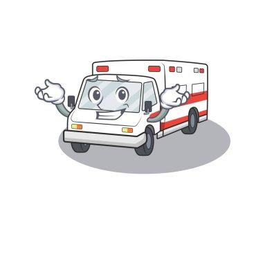 Süper Komik sırıtan ambulans maskotu tarzı