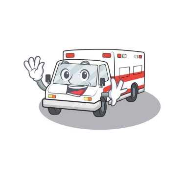 Çizgi film karakteri tasarımı için dost canlısı bir ambulans.