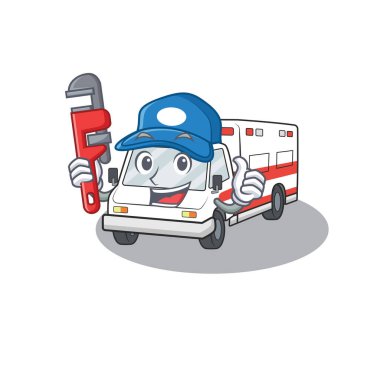 Maskot fotoğrafında Cool Plumber ambulansı