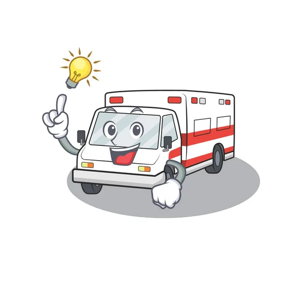 Hebben een idee gebaar van ambulance cartoon karakter ontwerp — Stockvector