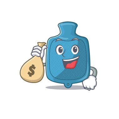 Zengin, sıcak su torbası, para çantalı çizgi film karakteri.