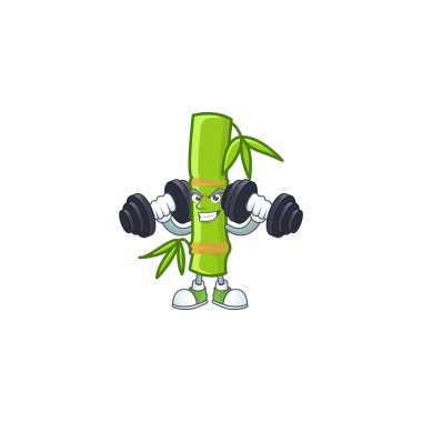 Fitness egzersiz bambu çubuğu halterli maskot ikonu