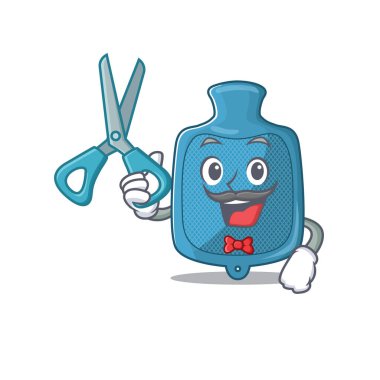 Gülen komik berber sıcak su torbası çizgi film karakteri tasarım stili