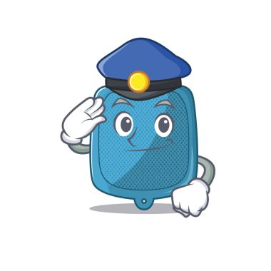 Sıcak su torbası Polis memuru rolünde çizgi film maskotu