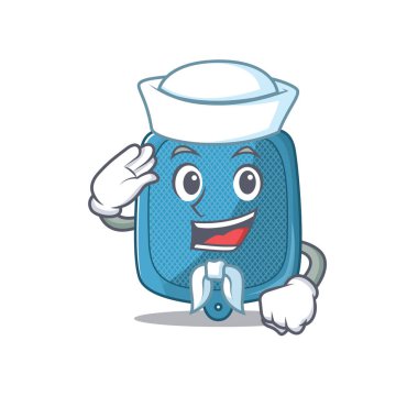 Sıcak su torbası maskotu tasarımı. Şapka takan bir denizci.