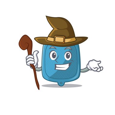 çizgi film maskotu tarzı sıcak su torbası cadı gibi giyinmiş.