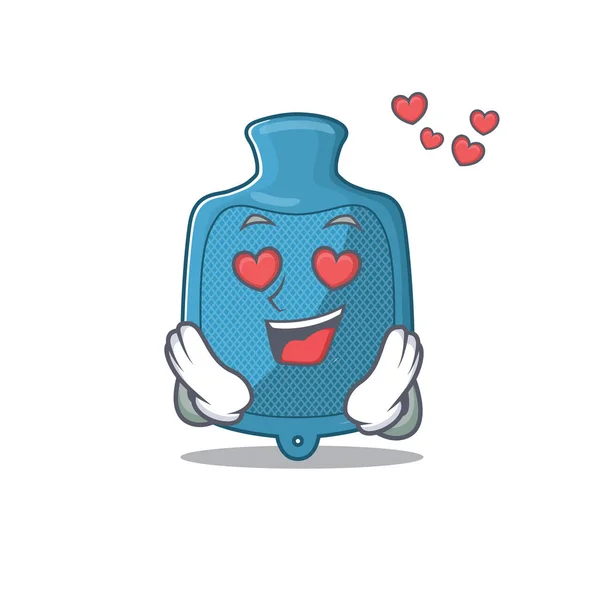 Falling in love cute hot water bag cartoon character design — Stock Vector