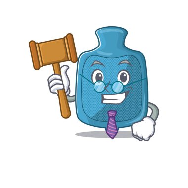 Maskot karakteri tarzında akıllı yargıç sıcak su torbası.