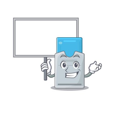 Anahtar kartın şirin bir resmi. Çizgi film karakteri bir tahta getiriyor.