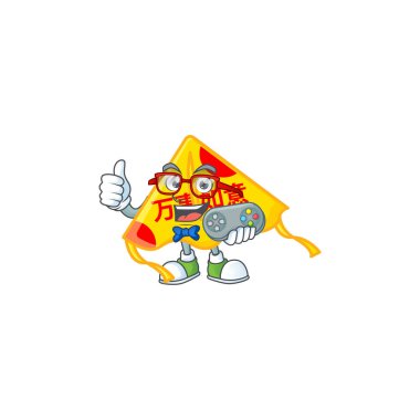 Güler yüzlü oyuncu Çinli altın uçurtma çizgi film maskotu stili