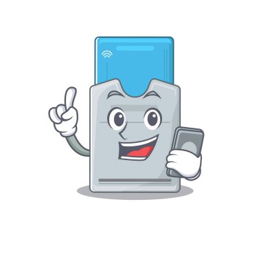 Telefondan konuşan anahtar kartın çizgi film tasarımı