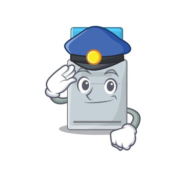Anahtar Kartı Karikatür Maskotu Polis memuru rolünde