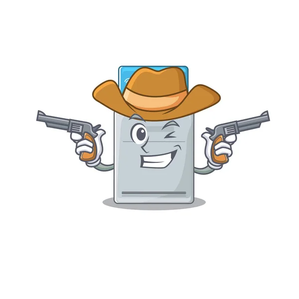 Key card dressed as a Cowboy having guns — 스톡 벡터