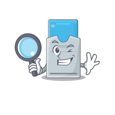 Havalı ve akıllı kart Dedektif çizgi film maskotu tarzı