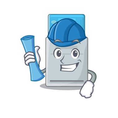 Mavi parmak izleri ve mavi kasklı zarif mimar anahtar kartı.