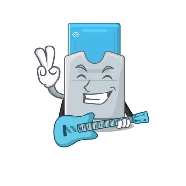 Gitarlı bir anahtar kart performansı maskotu