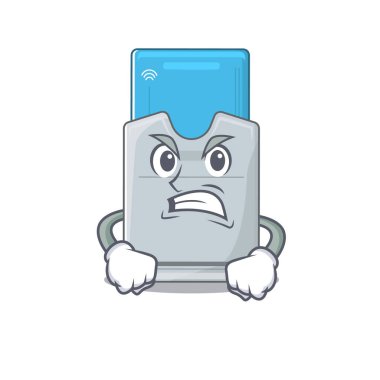 Anahtar kart çizgi film karakteri tasarımı kızgın yüze sahip