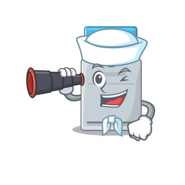 Anahtar kart çizgi filmi mutlu denizci tarzı dürbünlü