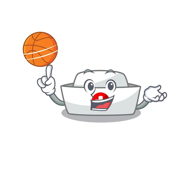 Une image de mascotte de infirmière chapeau personnage de dessin animé jouer au basket-ball — Image vectorielle