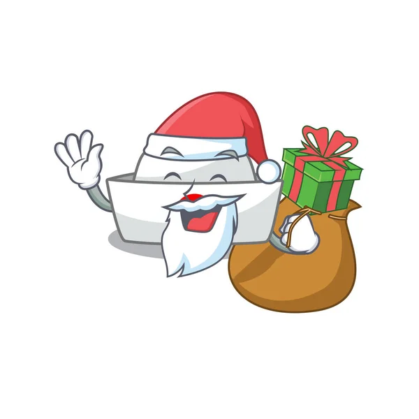 Santa enfermera sombrero dibujos animados carácter diseño teniendo caja de regalo — Vector de stock