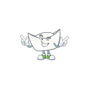 A comical face chinese white ingot mascot design with Wink eye