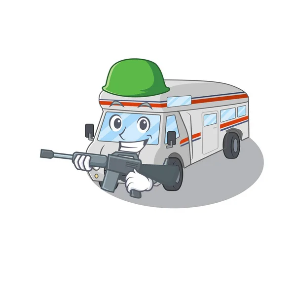 A cute picture of campervan Army with machine gun — Stock Vector