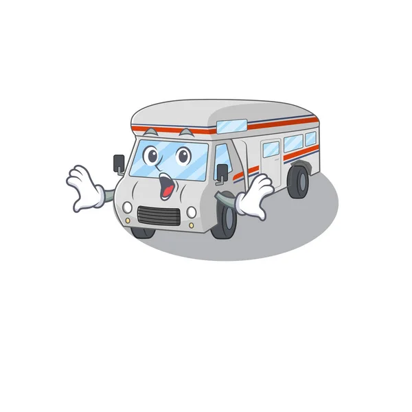 Campervan mascotte design concept met een verrast gebaar — Stockvector